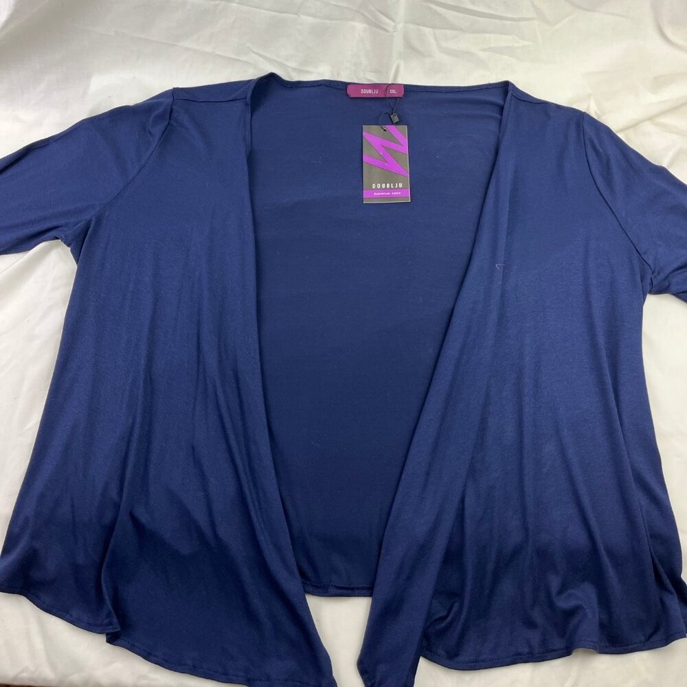 Doublju Navy Open Front Soft Stretch Rayon Cardigan Women's Size XXL NEW